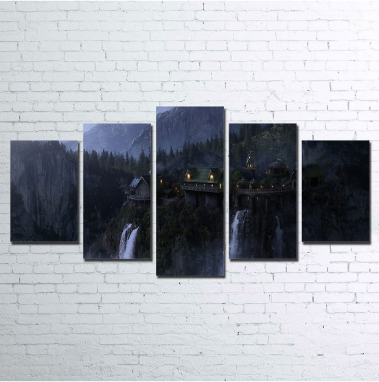 Lord Of The Rings Rivendell - Movie 5 Panel Canvas Art Wall Decor Lord Of The Rings Rivendell - Movie 5 Panel Canvas Art Wall Decor