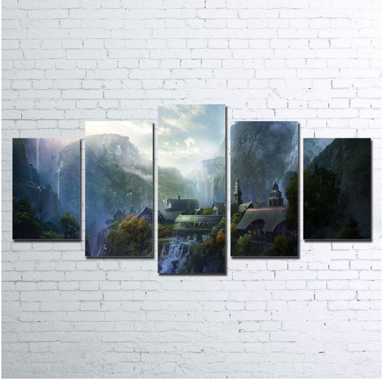 Lord The Rings Rivendell - Movie 5 Panel Canvas Art Wall Decor Lord The Rings Rivendell - Movie 5 Panel Canvas Art Wall Decor