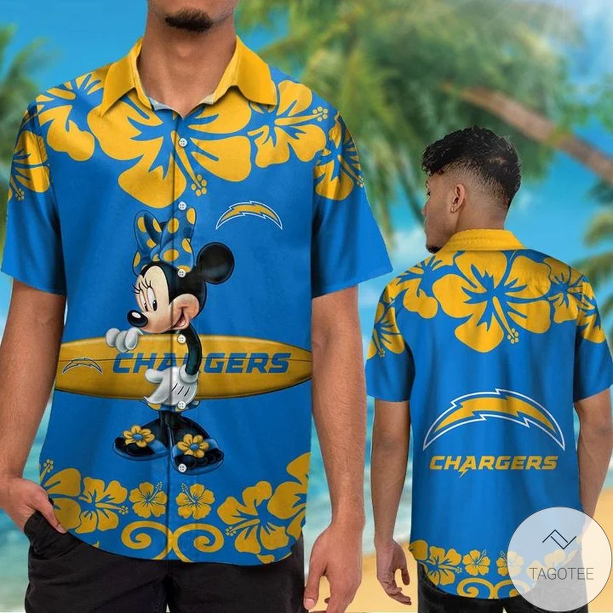 Los Angeles Chargers & Minnie Mouse Hawaiian Shirt Los Angeles Chargers & Minnie Mouse Hawaiian Shirt