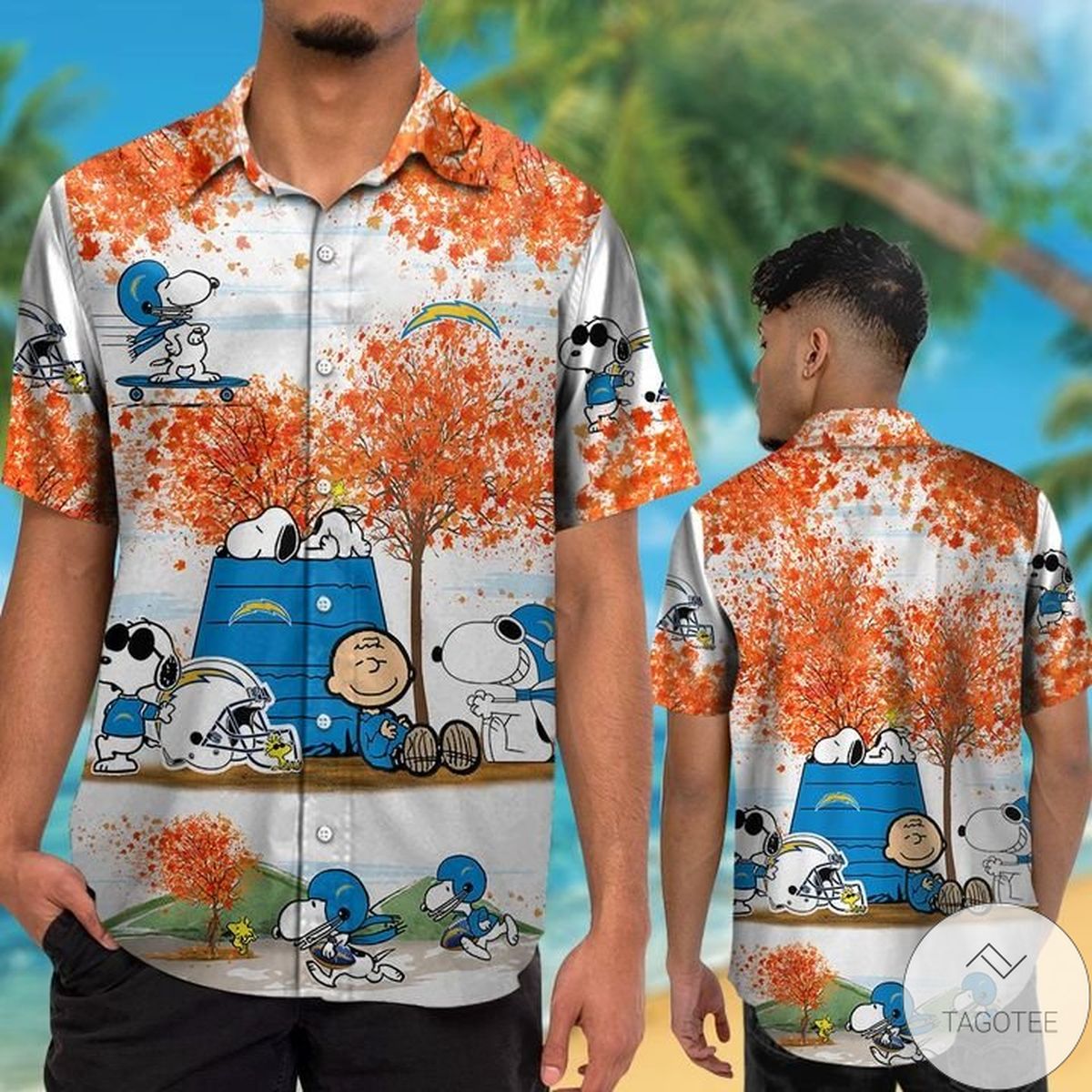 Los Angeles Chargers Snoopy Autumn Hawaiian Shirt Los Angeles Chargers Snoopy Autumn Hawaiian Shirt