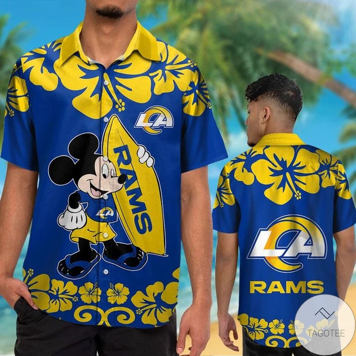 Los Angeles Rams & Mickey Mouse Hawaiian Shirt Los Angeles Rams & Mickey Mouse Hawaiian Shirt