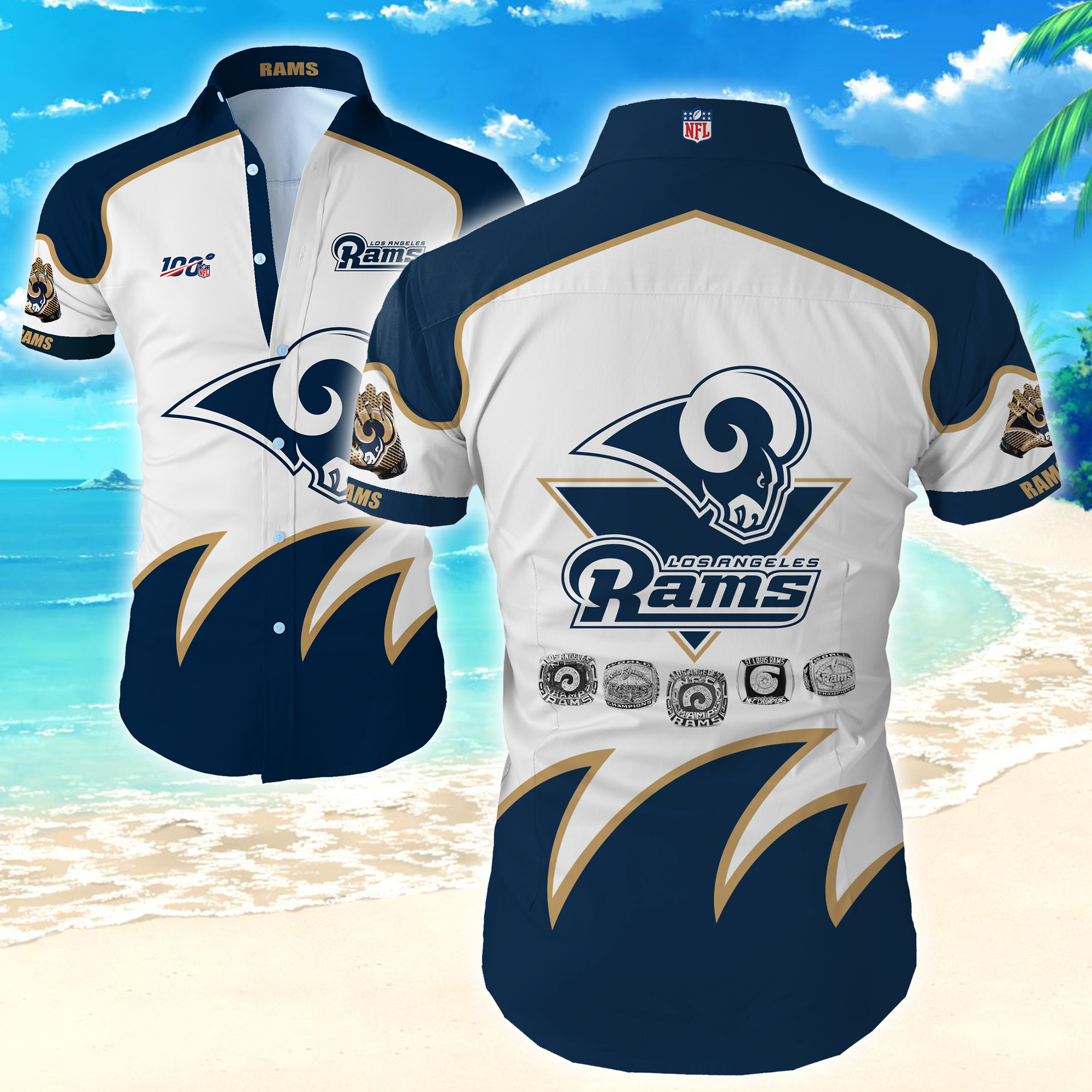 Los Angeles Rams Trendy Sport Hawaiian Shirt Summer Button Up Los Angeles Rams Trendy Sport Hawaiian Shirt Summer Button Up
