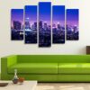 Los Angeles Skyline 02 - Nature 5 Panel Canvas Art Wall Decor