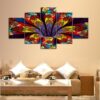 Lotus Stained Glass - Abstract 5 Panel Canvas Art Wall Decor
