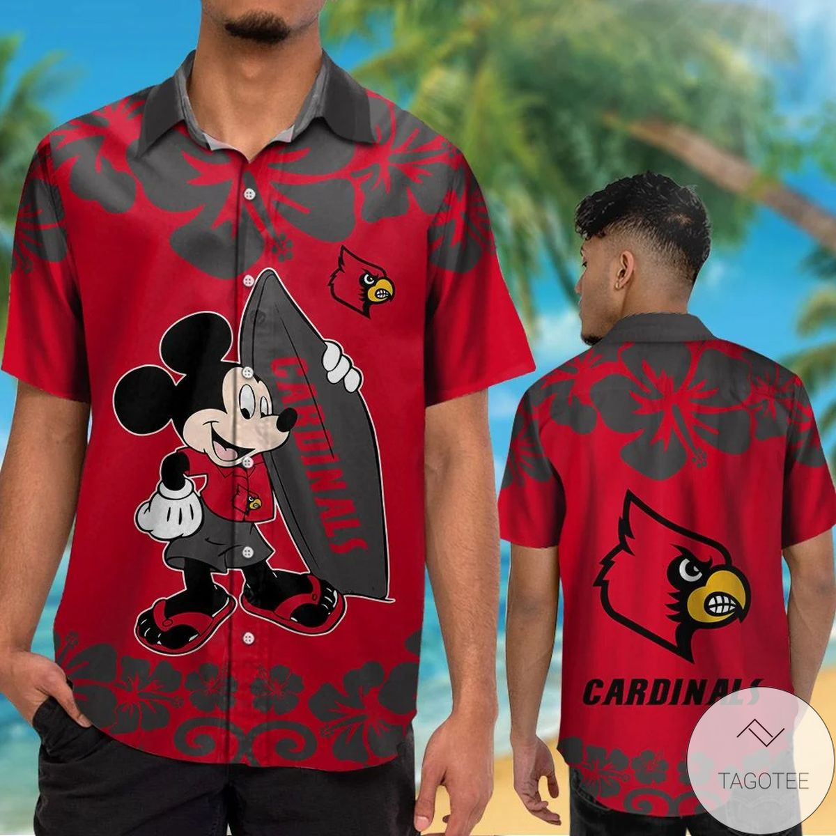 Louisville Cardinals & Mickey Mouse Hawaiian Shirt Louisville Cardinals & Mickey Mouse Hawaiian Shirt