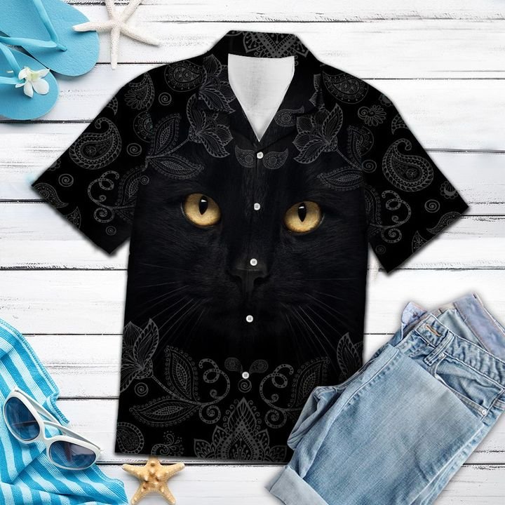 Love Black Cat Hawaiian Shirt Summer Button Up Love Black Cat Hawaiian Shirt Summer Button Up