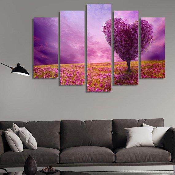 Love Tree - Abstract 5 Panel Canvas Art Wall Decor Love Tree - Abstract 5 Panel Canvas Art Wall Decor