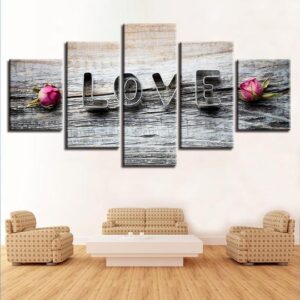 Love - Abstract 5 Panel Canvas Art Wall Decor