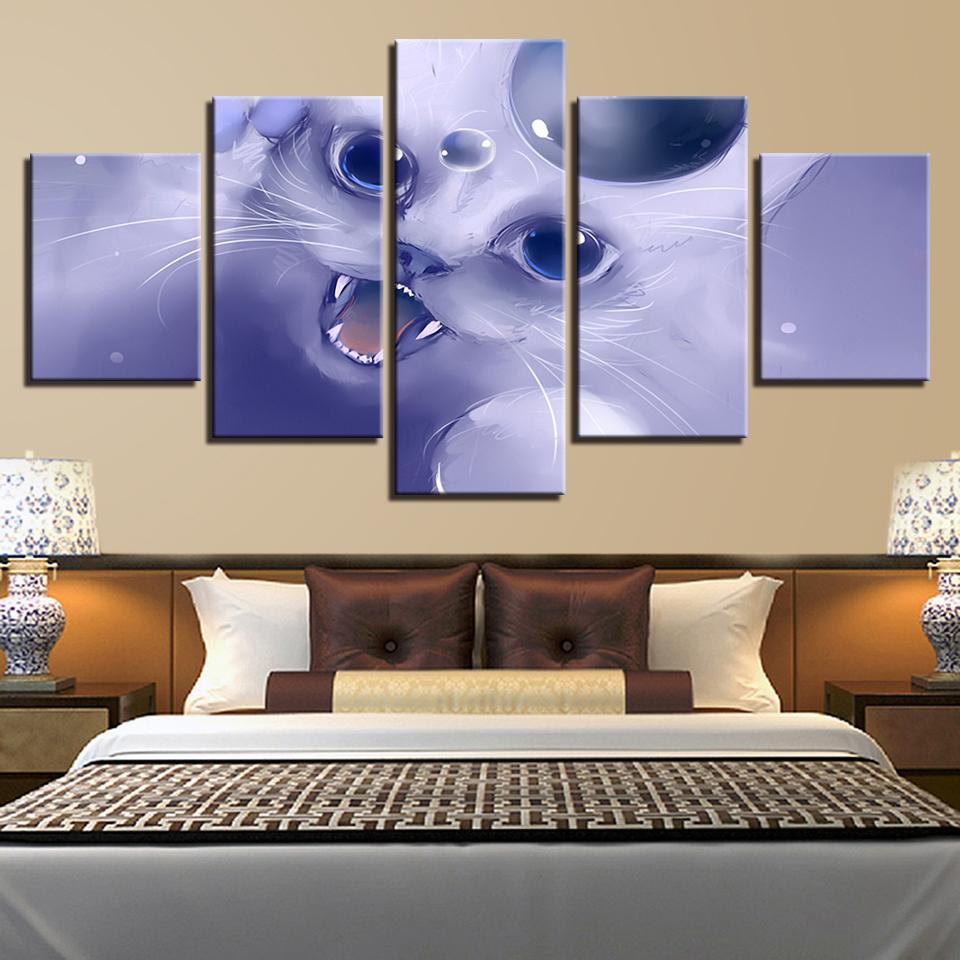 Lovely Cat - Animal 5 Panel Canvas Art Wall Decor Lovely Cat - Animal 5 Panel Canvas Art Wall Decor