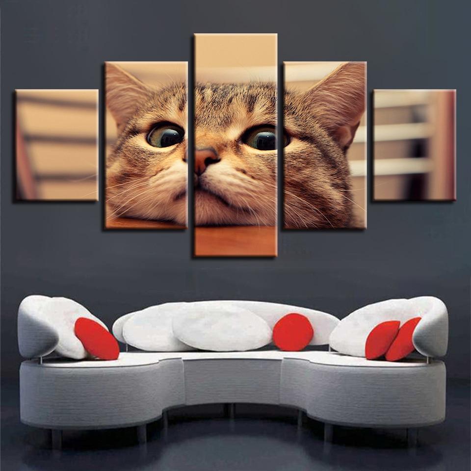 Lovely Cats 01 - Animal 5 Panel Canvas Art Wall Decor Lovely Cats 01 - Animal 5 Panel Canvas Art Wall Decor