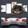 Lovely Cats 02 - Animal 5 Panel Canvas Art Wall Decor