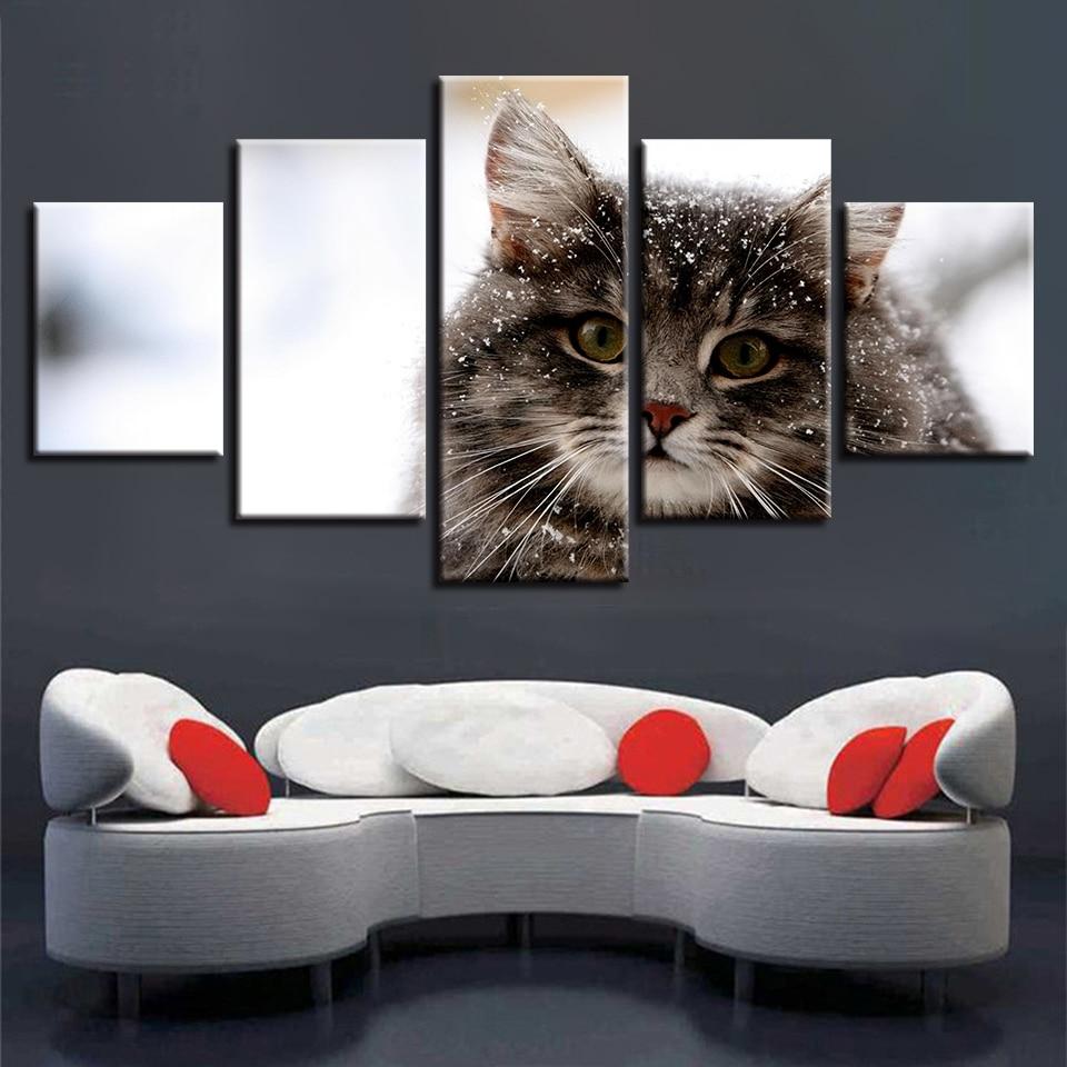 Lovely Cats 02 - Animal 5 Panel Canvas Art Wall Decor Lovely Cats 02 - Animal 5 Panel Canvas Art Wall Decor