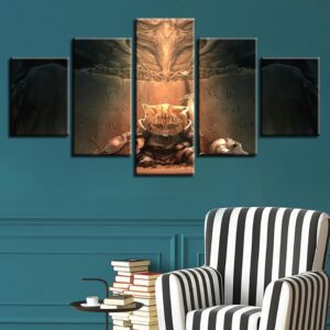 Lovely Cats 05 - Animal 5 Panel Canvas Art Wall Decor