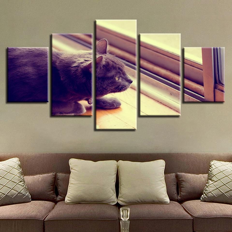 Lovely Cats 06 - Animal 5 Panel Canvas Art Wall Decor Lovely Cats 06 - Animal 5 Panel Canvas Art Wall Decor