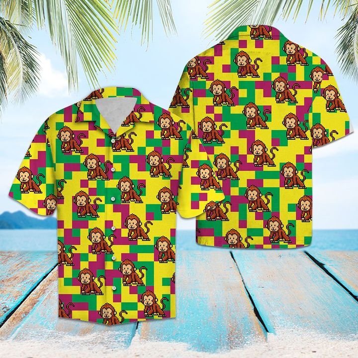 Lovely Monkey Hawaiian Shirt Summer Button Up Lovely Monkey Hawaiian Shirt Summer Button Up