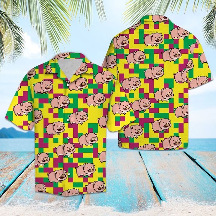 Lovely Pig Hawaiian Shirt Summer Button Up Lovely Pig Hawaiian Shirt Summer Button Up