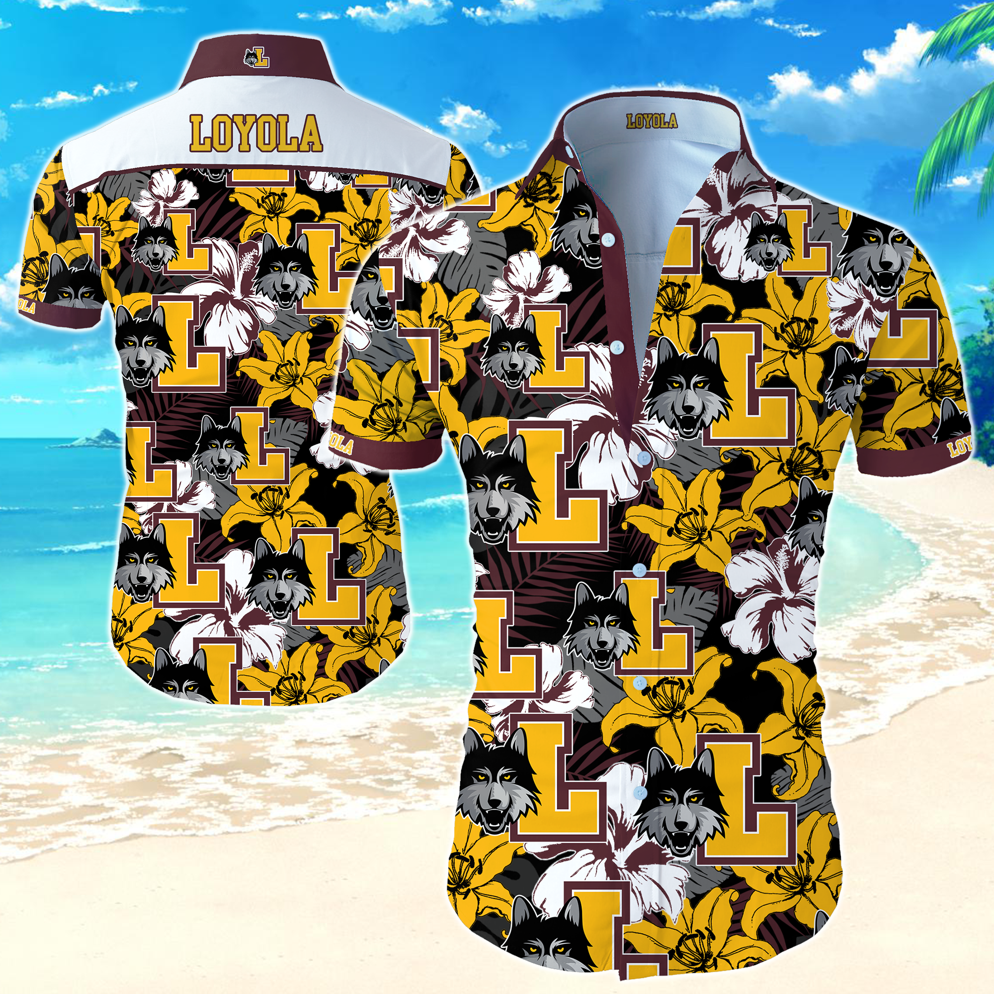 Loyola Ramblers Hawaiian Shirt Summer Button Up Loyola Ramblers Hawaiian Shirt Summer Button Up