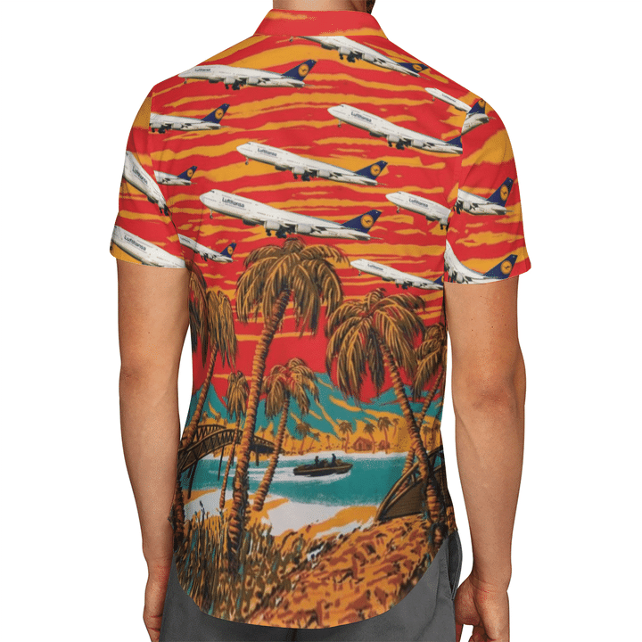 Lufthansa Boeing 747-8 Hawaiian Shirt Lufthansa Boeing 747-8 Hawaiian Shirt