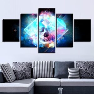 Luminous Skull - Abstract 5 Panel Canvas Art Wall Decor