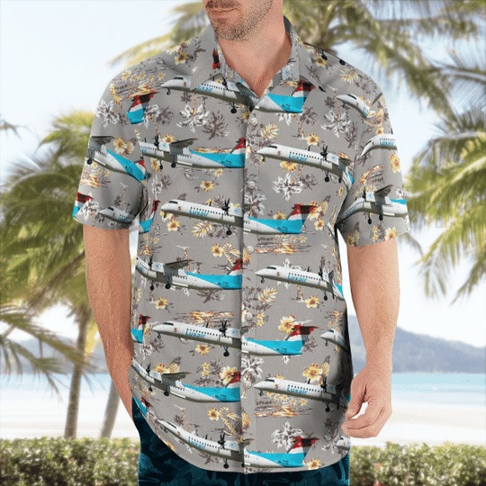 Luxair Bombardier Dhc-8-402 Q400 Hawaiian Shirt Luxair Bombardier Dhc-8-402 Q400 Hawaiian Shirt