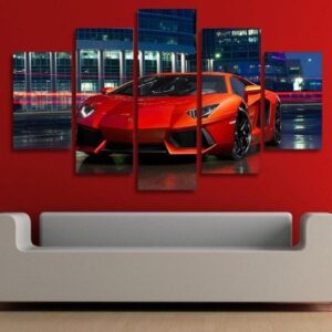 Luxury Red Lamborghini - Automative 5 Panel Canvas Art Wall Decor