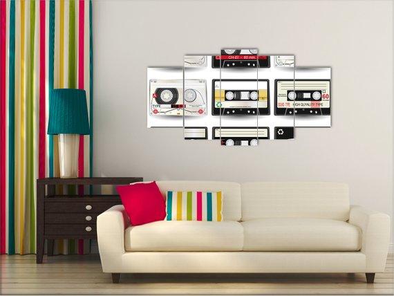 Magnetic Cassette - Music 5 Panel Canvas Art Wall Decor Magnetic Cassette - Music 5 Panel Canvas Art Wall Decor