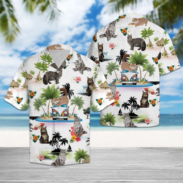 Maine Coon Vacation Hawaiian Shirt Summer Button Up Maine Coon Vacation Hawaiian Shirt Summer Button Up