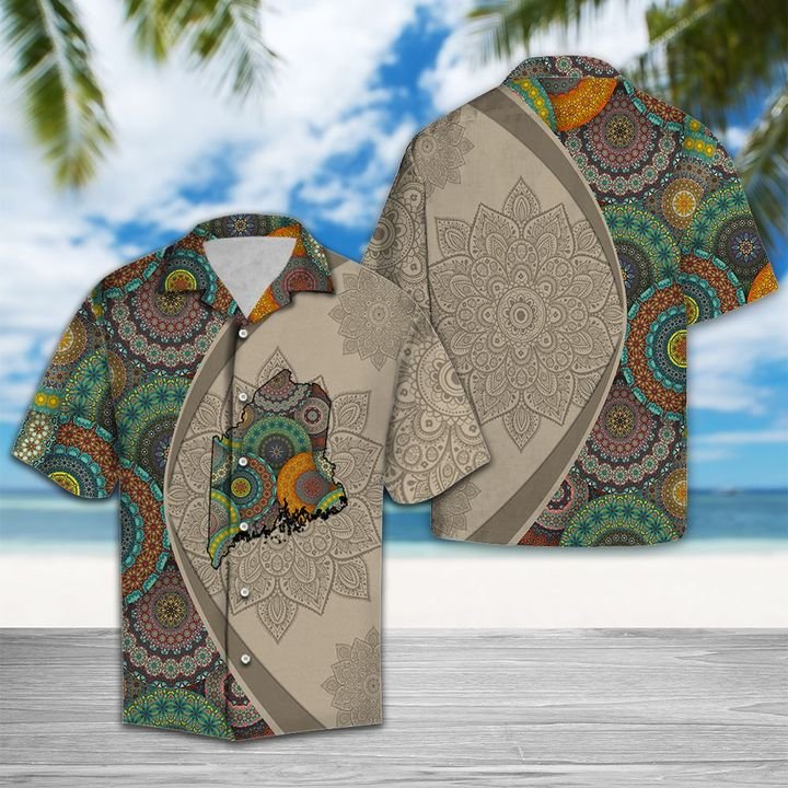 Maine Mandala Hawaiian Shirt Summer Button Up Maine Mandala Hawaiian Shirt Summer Button Up