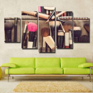 Makeup Brush - Beauty Salon 5 Panel Canvas Art Wall Decor