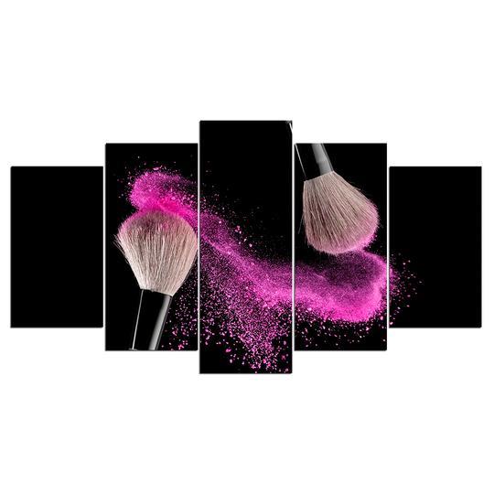 Makeup Brushes Beauty Salon - Abstract 5 Panel Canvas Art Wall Decor Makeup Brushes Beauty Salon - Abstract 5 Panel Canvas Art Wall Decor