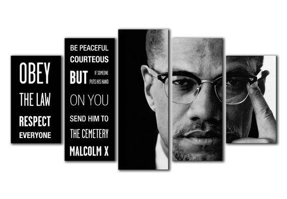 Malcolm X Quotes 3 - Music 5 Panel Canvas Art Wall Decor Malcolm X Quotes 3 - Music 5 Panel Canvas Art Wall Decor