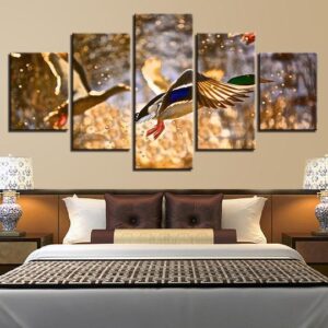 Mallard Ducks - Animal 5 Panel Canvas Art Wall Decor