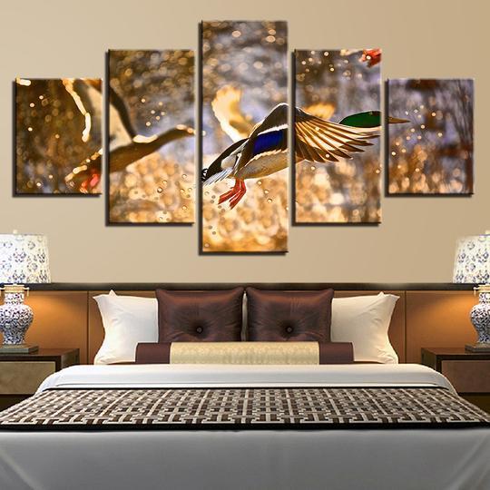 Mallard Ducks - Animal 5 Panel Canvas Art Wall Decor Mallard Ducks - Animal 5 Panel Canvas Art Wall Decor