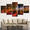 Maple Forest In Autumn - Nature 5 Panel Canvas Art Wall Decor