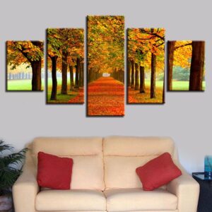 Maple Trees - Nature 5 Panel Canvas Art Wall Decor