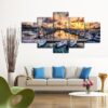 Marina Sunset - Nature 5 Panel Canvas Art Wall Decor