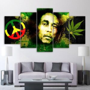 Marley Peace Cannabis - Famous Person 5 Panel Canvas Art Wall Decor