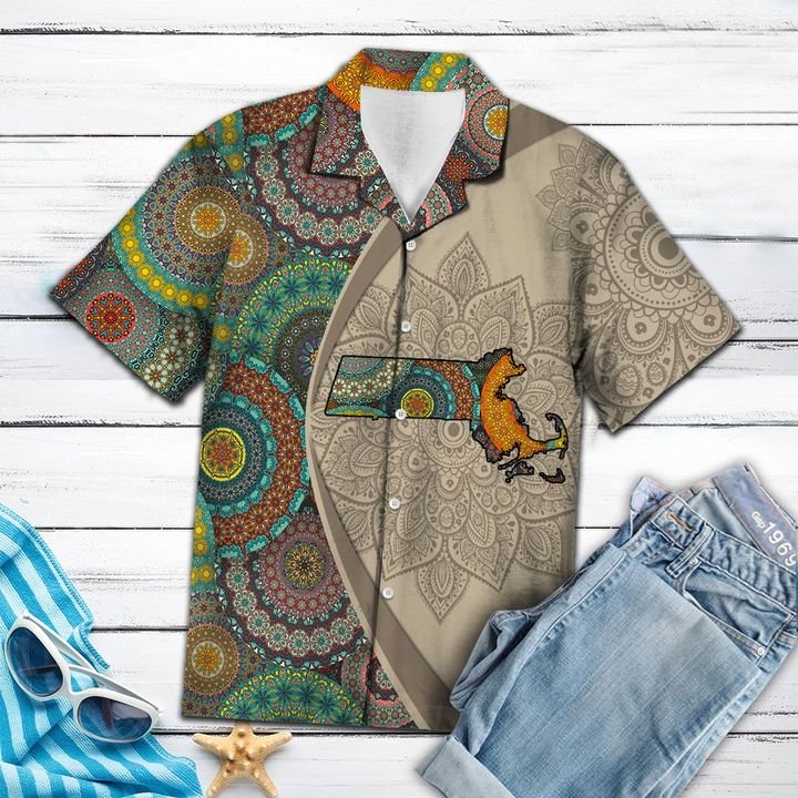 Massachusetts Mandala Hawaiian Shirt Summer Button Up Massachusetts Mandala Hawaiian Shirt Summer Button Up