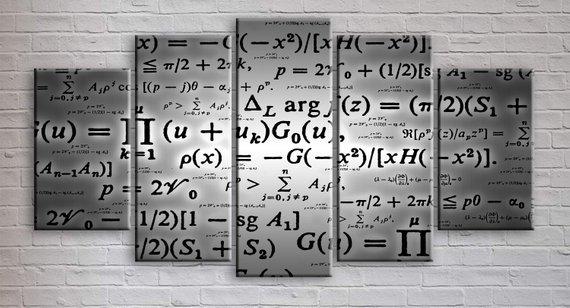 Maths Sums Formulas - Abstract 5 Panel Canvas Art Wall Decor Maths Sums Formulas - Abstract 5 Panel Canvas Art Wall Decor
