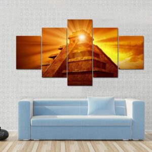 Mayan Mystery Pyramid - Nature 5 Panel Canvas Art Wall Decor