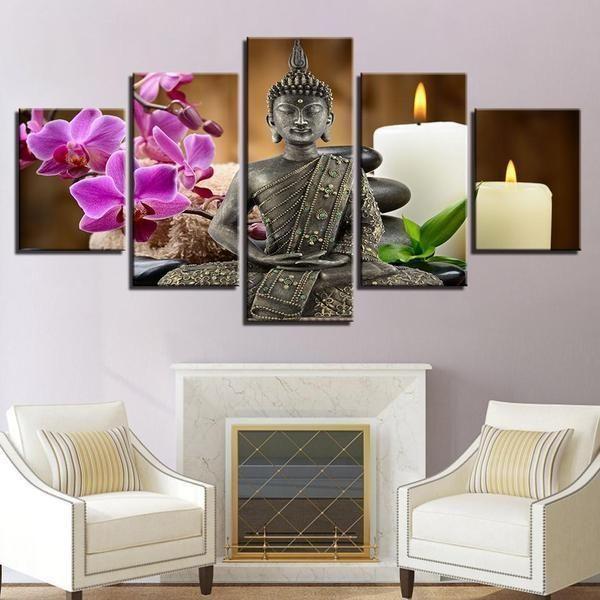 Meditating Buddha 2 - Religion 5 Panel Canvas Art Wall Decor Meditating Buddha 2 - Religion 5 Panel Canvas Art Wall Decor