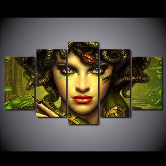 Medusa - Abstract 5 Panel Canvas Art Wall Decor Medusa - Abstract 5 Panel Canvas Art Wall Decor
