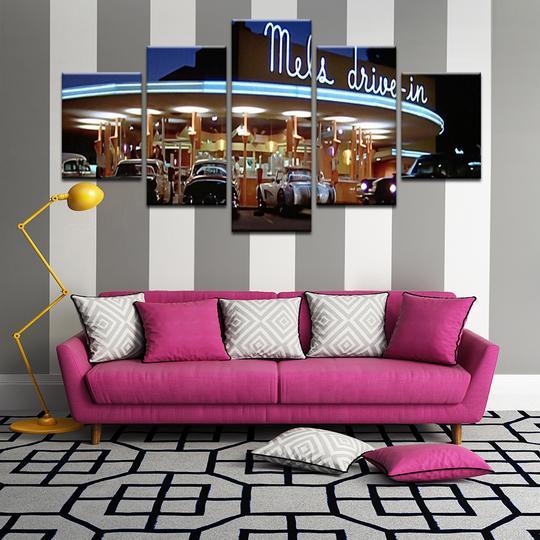 Mels Drive In American Grafitti - Nature 5 Panel Canvas Art Wall Decor Mels Drive In American Grafitti - Nature 5 Panel Canvas Art Wall Decor