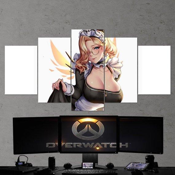 Mercy Maid Sexy Art Work - Gaming 5 Panel Canvas Art Wall Decor Mercy Maid Sexy Art Work - Gaming 5 Panel Canvas Art Wall Decor