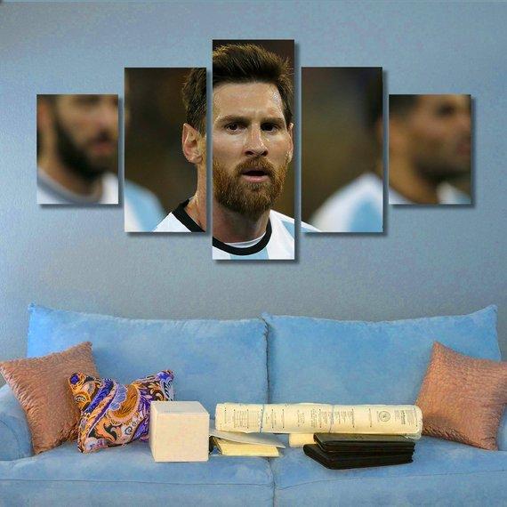 Messi Handsome - Famouws Person 5 Panel Canvas Art Wall Decor Messi Handsome - Famouws Person 5 Panel Canvas Art Wall Decor