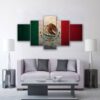 Mexican Flag - Abstract 5 Panel Canvas Art Wall Decor