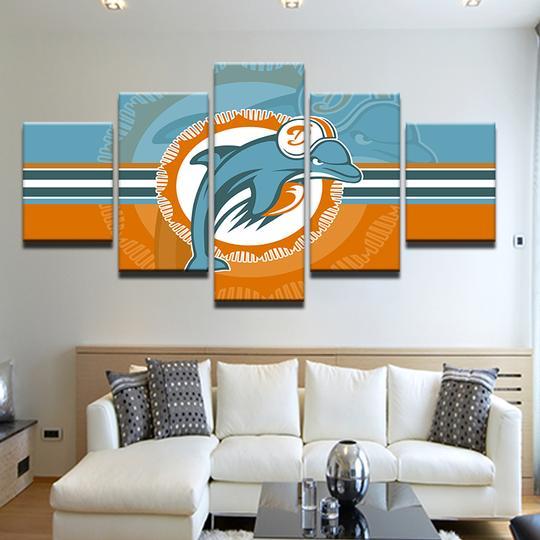 Miami Dolphins 2 - Sport 5 Panel Canvas Art Wall Decor Miami Dolphins 2 - Sport 5 Panel Canvas Art Wall Decor