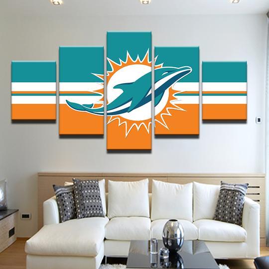 Miami Dolphins 28- Sport 5 Panel Canvas Art Wall Decor Miami Dolphins 28- Sport 5 Panel Canvas Art Wall Decor