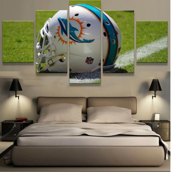 Miami Dolphins Helmet - Sport 5 Panel Canvas Art Wall Decor Miami Dolphins Helmet - Sport 5 Panel Canvas Art Wall Decor