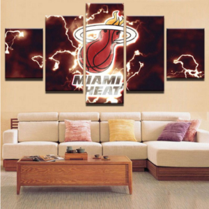 Miami Heat Basketball - Sport 5 Panel Canvas Art Wall Decor